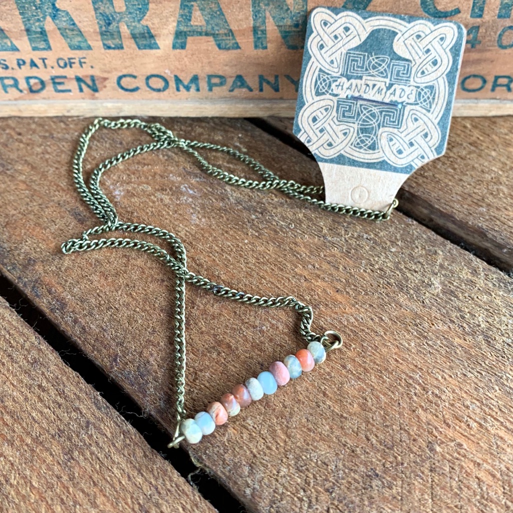 Vintage Boho Jasper Stone Choker Necklace